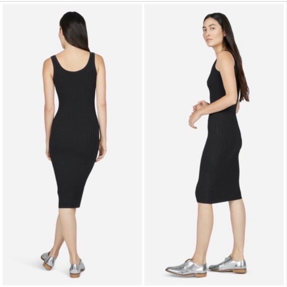 Everlane The E2 Ribbed Tank Dress in Black sz Small